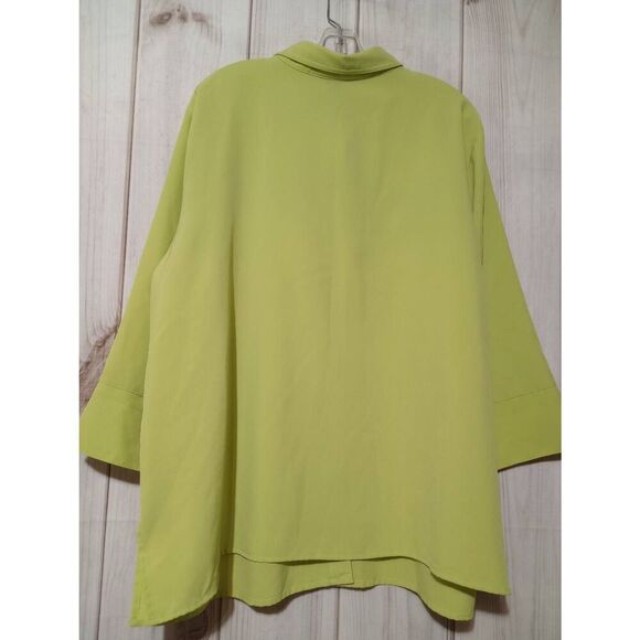 Maggie‎ Barnes Shirt Ladies 2x Green 3/4 Sleeve Snap Front Studded - Picture 2 of 6